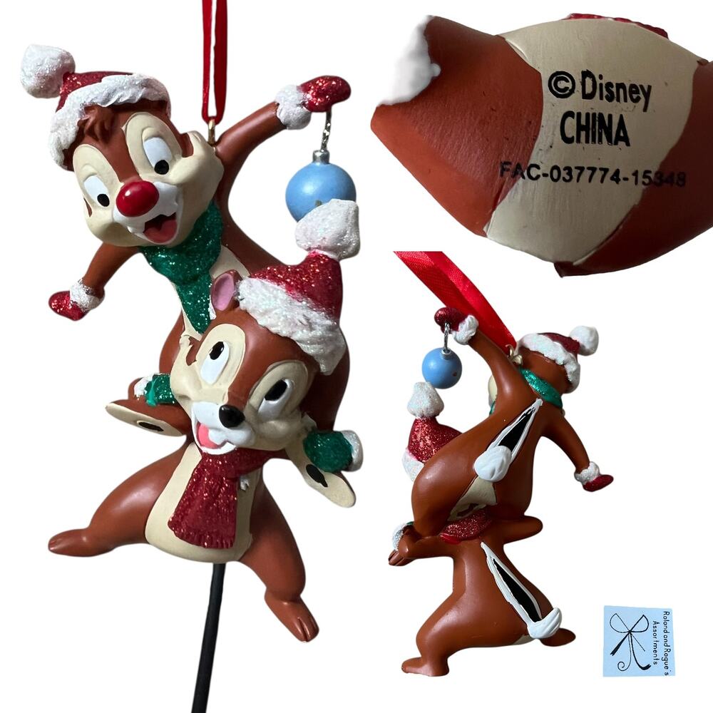 Disney Chip and Dale on Shoulders Balancing Ornament